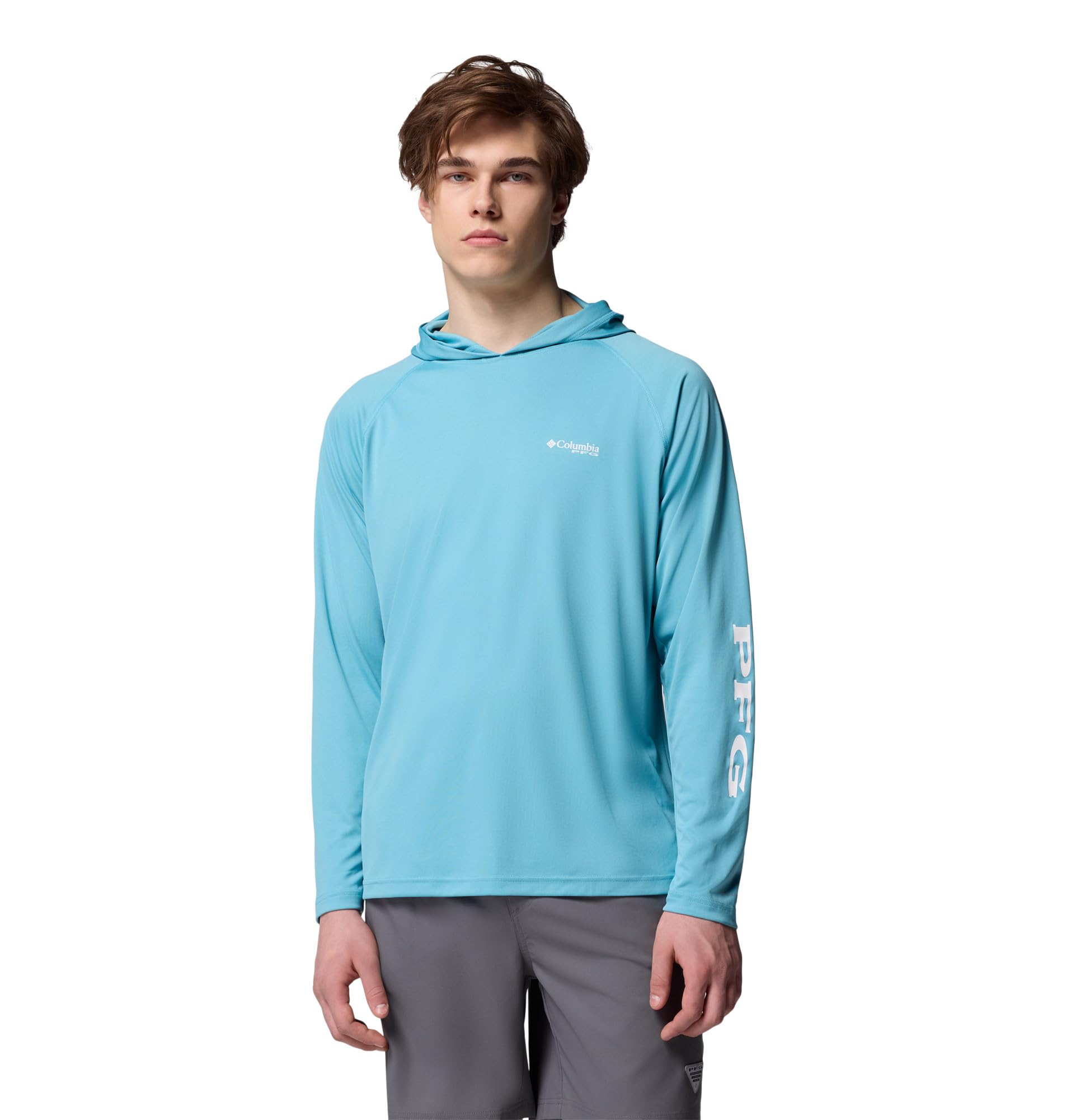 Columbia Mens PFG Terminal Tackle Long Sleeve Fishing Hoodie, Vintage Blue/White Logo, XX-Large Image