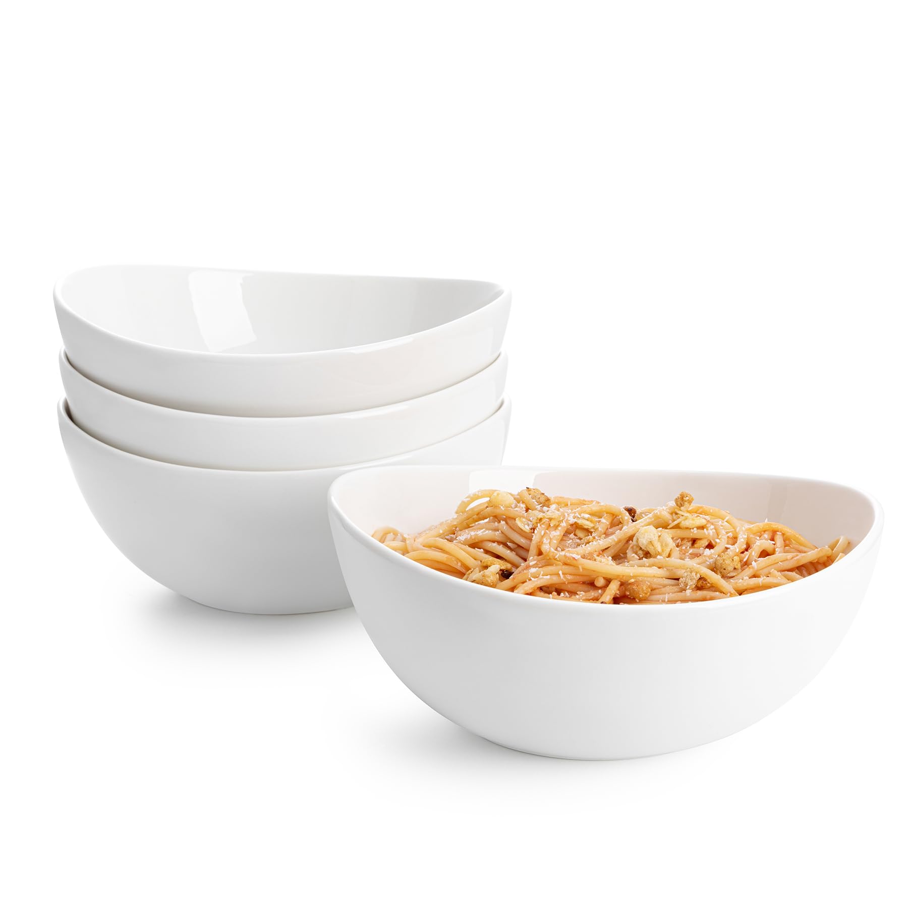 Photo 1 of Sweese 8 Inch Porcelain 42 oz Serving Bowls Set of 4, for Salad | Soup | Snacks | Pasta - Microwave, Dishwasher, and Oven Safe - White