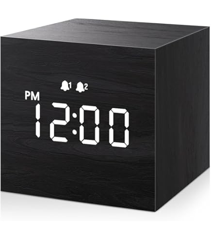 Amazon.com: Hakeeta Wooden Cube Alarm Clock with Voice Control