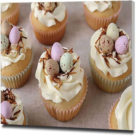 Amazon 自家製イースターエッグカップケーキ アートパネル おしゃれポスター 飾り絵 プレゼント リビング ダイニング 寝室 お風呂 オフィス バー 30x30cm ウォールステッカー オンライン通販