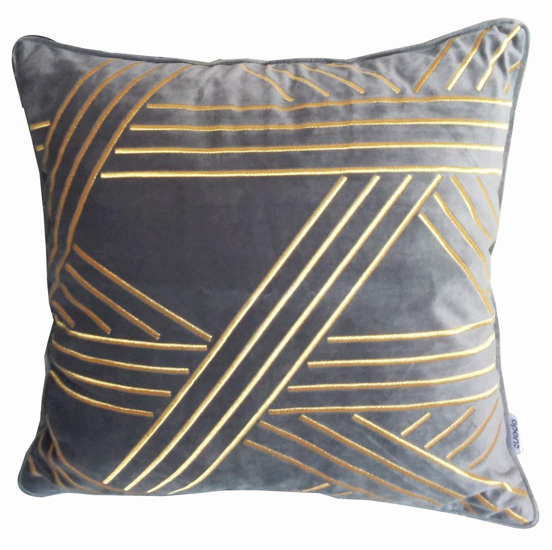 ZUODO 1 Piece Gray Jacquard Cushion Cover 18 x18 Inch Square Geomtry Pillow Covers Soft Velvet Cushion Covers 45 x45 cm Embroidered Decorative Throw Pillow Cushion for Couch Bed Car(Gray-Geometry, 1)