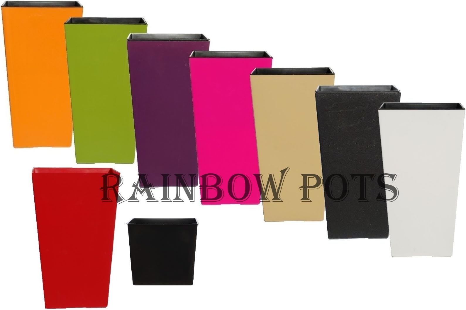 Decor Square Tall Flower Pots 9 Colours Gloss Plastic Plant Pots Planter Wedding (Fuschia)
