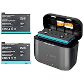 NBZZ 2 Pack 1800mAh 360X3 Battery with Charger Hub for Insta 360 ONE X3 | for Insta 360 x3 Accessories with Misro Card Slots (Battery Charger Hub with 2 Batteries)