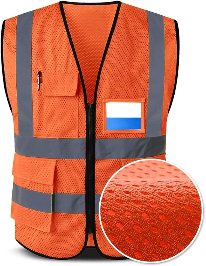 Predolo Sicherheitswarnweste Orange XL - 360° Reflektierend Für Arbeit & Verkehr