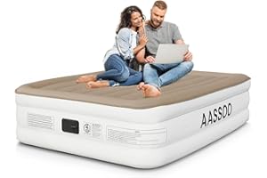 AASSOO Air Mattress Full with Built in Pump, Upgraded Vertical Beams 18" Double Airbed Raised Blow up Colchon Inflatable Mattress, 2 Mins Self-Inflation/Deflation, Comfort Air Bed for Camping Home