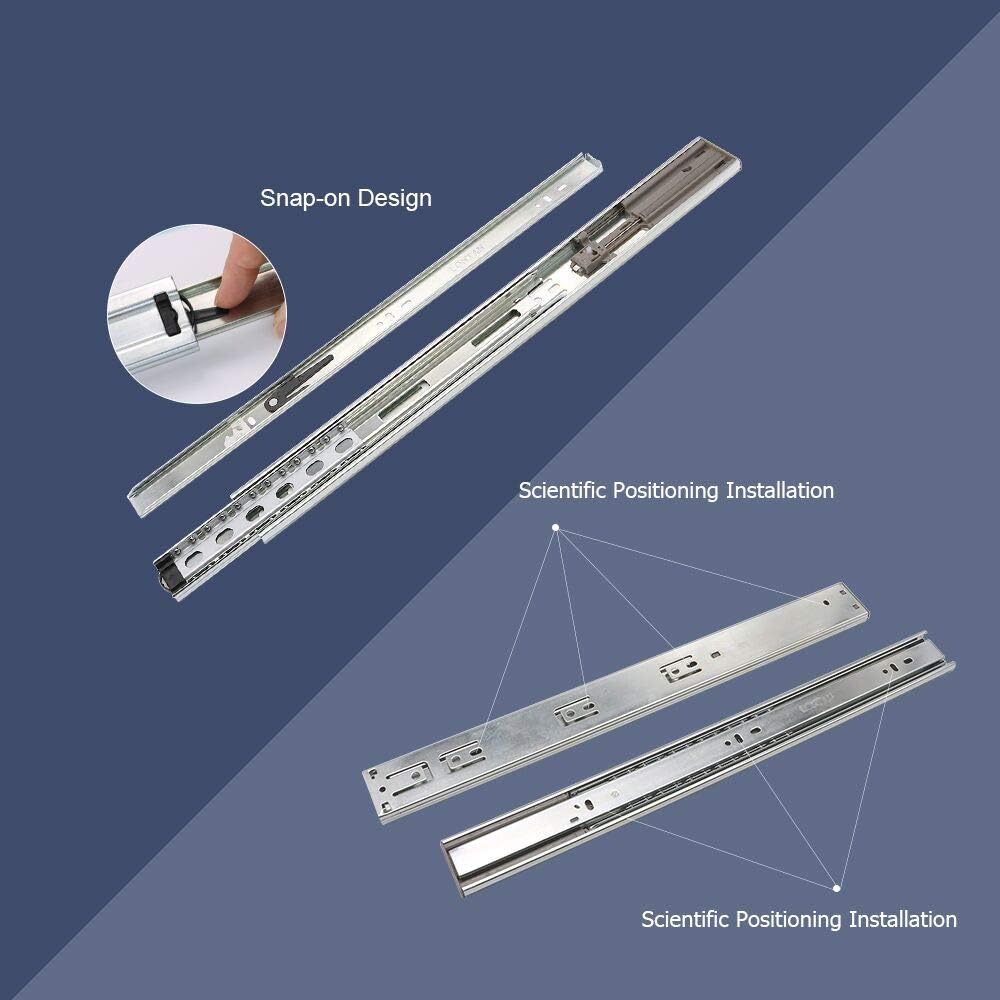 1 Pair 18 Inch Side Rear Mount Soft Close Drawer Slides Full