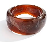 WOWORAMA Colorful Resin Acrylic Bangle Bracelets for Women Geometric Chunky Mottled Acetate Resin Bangles Wide Acrylic Plastic Bracelets Statement Jewelry