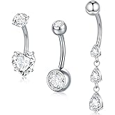 Xpircn 14G Belly Button Rings Titanium Belly Piercing Internally Threaded Belly Rings, Belly Piercing Jewelry, Dangle Belly Button Rings for Women