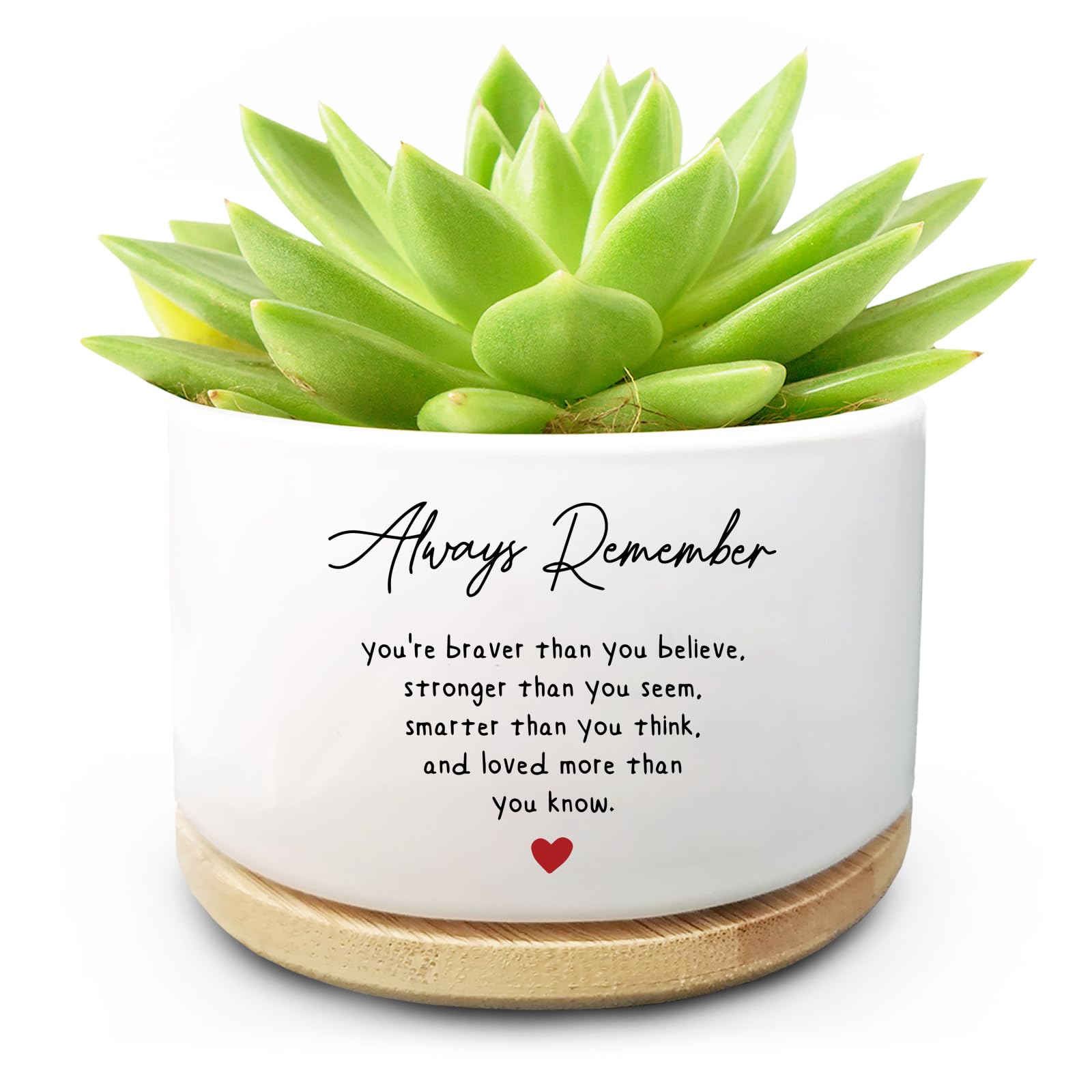 Photo 1 of Inspirational Ceramic Planter Pot Succulent Cactus Planter Pot Decor Flower Pot for Home Office Desk Desk Decor Unique Motivation Gifts for Garden Lovers Plant Not Included (You're Braver)
