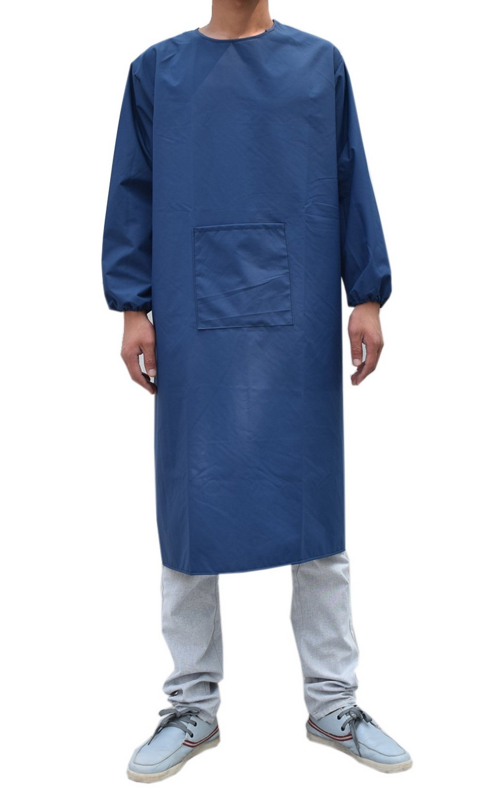 UE STORE Adults Long Sleeve Cooking Kitchen Apron Waterproof Butcher Artist Apron Navy