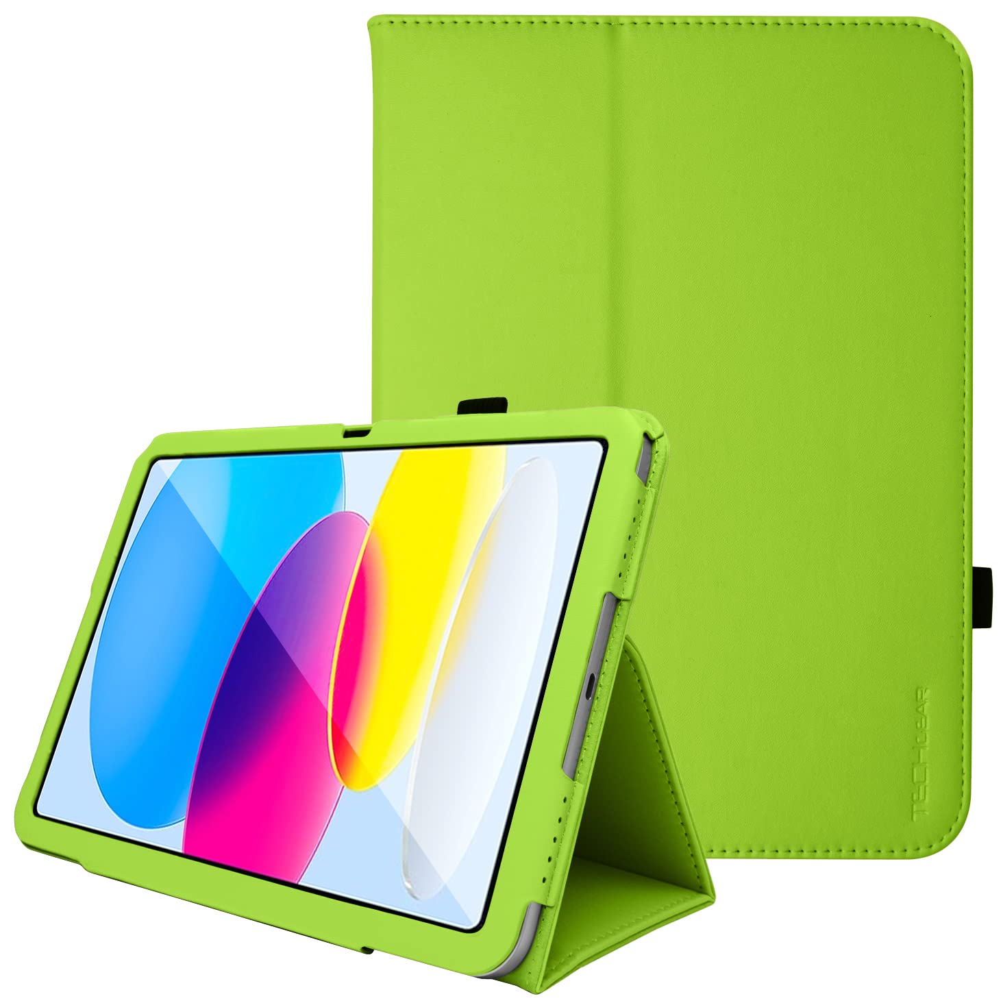TECHGEAR Leather Case for Apple iPad 11th Gen (2025 A16) & 10th Gen (2022), PU Slim Folio Smart Cover with Stand, Hand Strap, Auto Sleep/Wake, for iPad 11" / iPad 10.9" [Green] — image 1