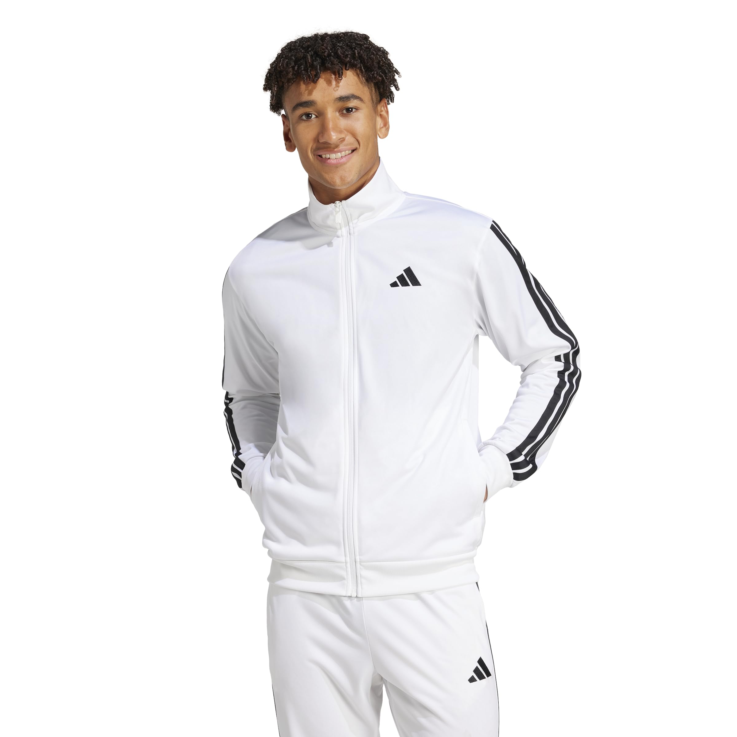 adidas Men's 3-Stripes Tricot Regular Sportswear Track Top, White, X-Large Image