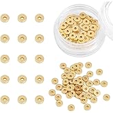 BEADIA 14K Gold Plated Disk Spacer Beads 4x1.2mm 50pcs for Jewelry Making Findings Non Tarnish