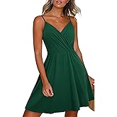 Newshows Women's Summer Dress 2025 Spaghetti Strap Sleeveless V Neck Casual Swing Sundress with Pockets