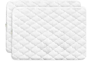 Bamuho 2 Pack Waterproof Pack and Play Sheets Fitted Quilted, 100% Cotton Pack and Play Mattress Protector, Fits Graco Pack n Play, Baby Portable Mini Cribs, Gourd Pattern Quilted - 39" x 27"