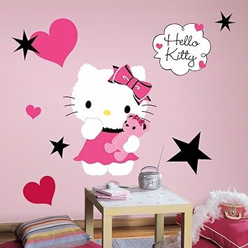 Amazon Com Hello Kitty Couture Peel Stick Wall Decals Home