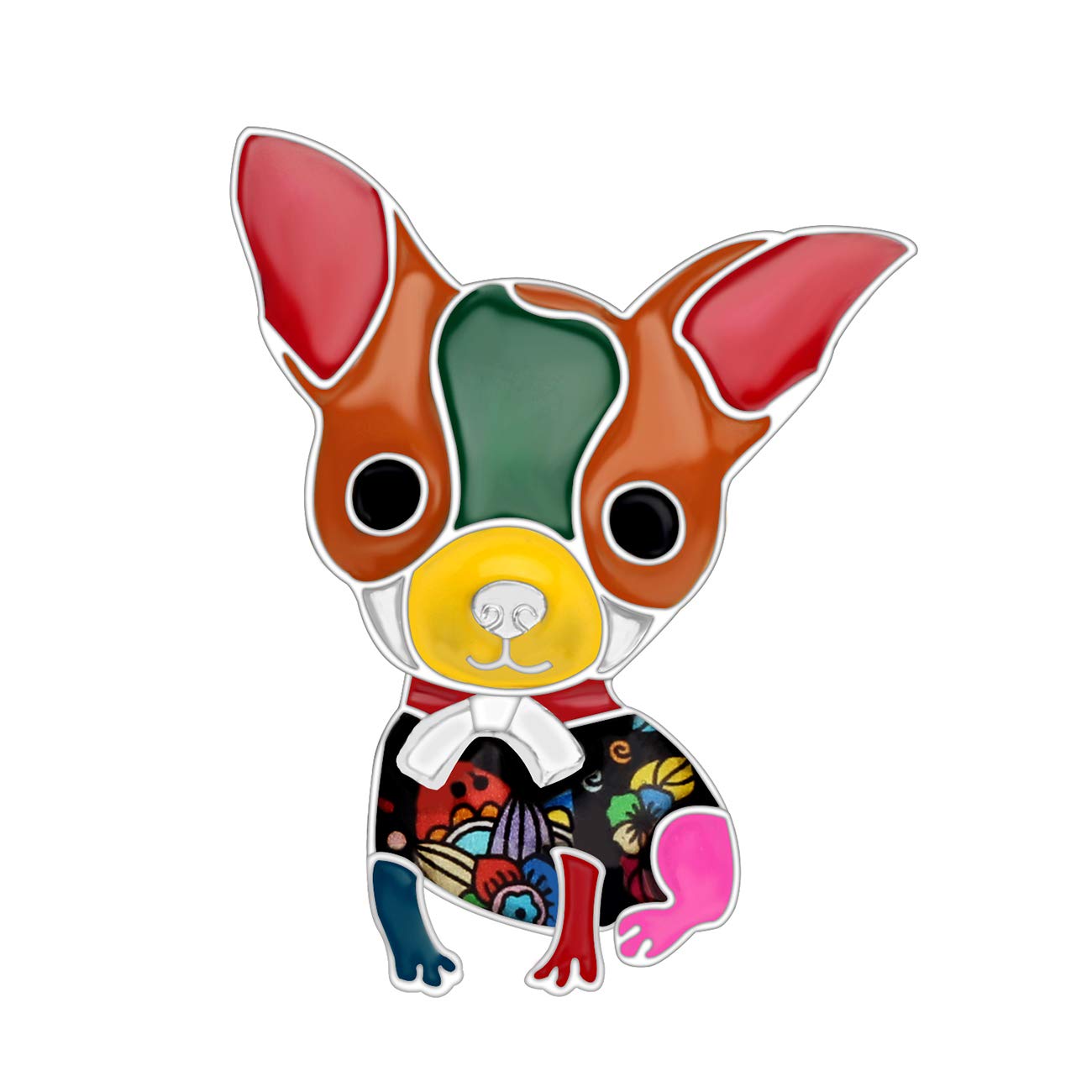 Bonsny Enamel Alloy Sweet Chihuahua Dog Brooches Pin Jewelry For Women Girls Novelty Gift Charms (Multi)