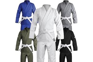 HAWK JIU JITSU Hawk Sports Brazilian Jiu Jitsu Gi for Men and Women with Jacket, Pants, and White Belt for Martial Arts Training