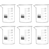 QWORK 250ml Glass Beaker, 6 Pack Borosilicate Griffin Low Form Beakers with Graduation
