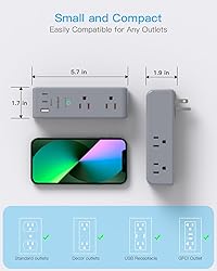 Surge Protector Outlet Extender with Rotating