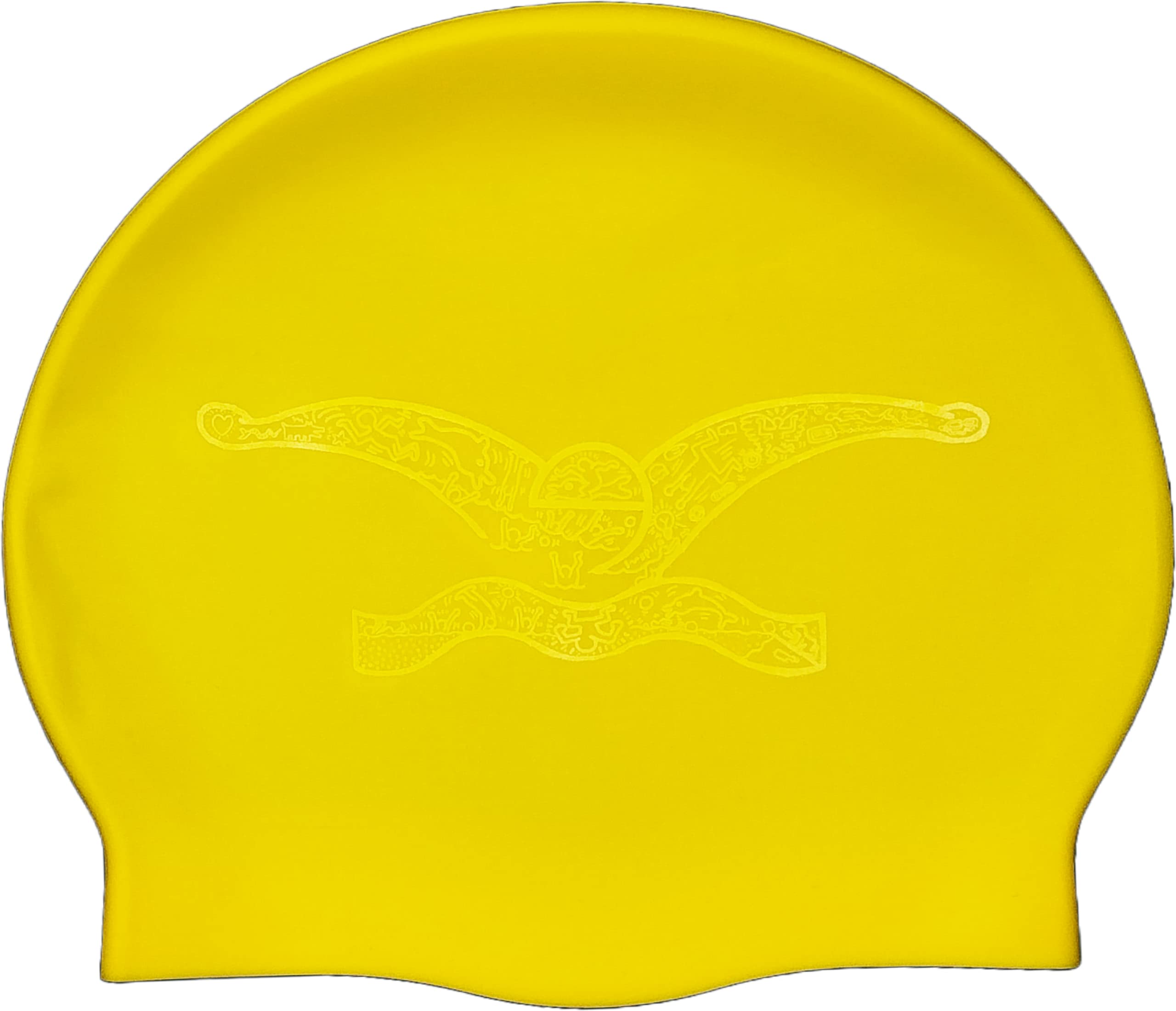 HARING STYLE YELLOW Silicone Swimming Cap | Swim Cap | Pool Cap | Great comfort and fit | Art and Swimming
