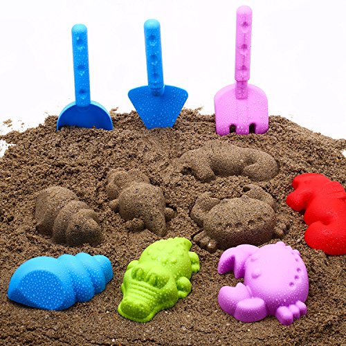 Young Choi's Kids Beach Sand Toy Mold Set with Reusable Backpack, Green Outdoor Pool Play Set with Mold Bucket for Toddlers (Green Sand Toy Backpack)
