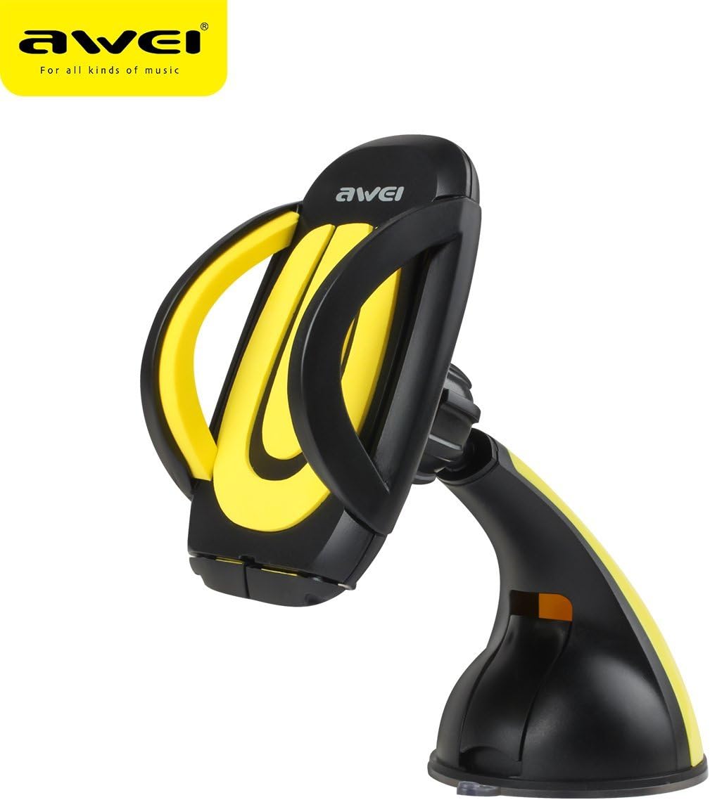 Cellphonez® Awei X7 Universal Windshield Mount Stand Car Home Desk Holder Suction for Mobile Phone Smartphone. (Yellow)