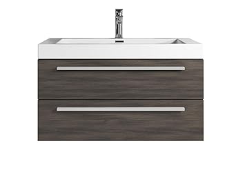 Badezimmer Badmöbel Rome 80 cm Eiche dunkel - Unterschrank Schrank Waschbecken Waschtisch