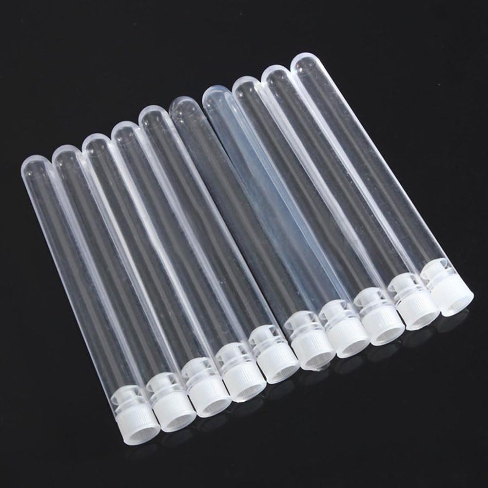 super1798 50Pcs Transparent Clear Plastic Test Tubes Vials