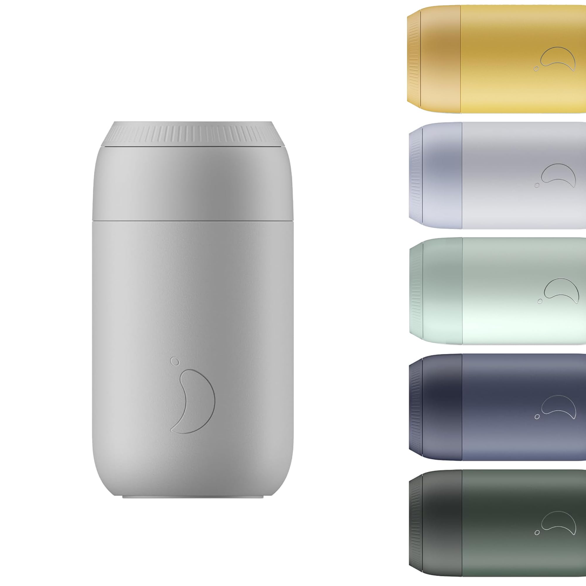 Chilly's Series 2 Coffee Cup - Tight seal, No Sweating - BPA-Free Stainless Steel - Reusable - Double Walled, Vacuum Insulated - Granite Grey, 340ml