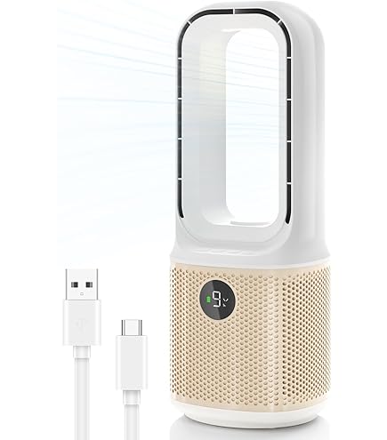 Ventilador De Mesa Sin Aspas Con Humidificador | 6 Velocidades, Temporizador 6h, USB - Silencioso Para Dormitorio Y Oficina