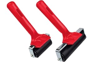 LAINRREW 2 Pcs Rubber Roller, Hard Rubber Brayer Glue Roller for Construction Tools Printmaking Stamping Wallpaper Gluing Application, 3.8" and 2.2" (Red)