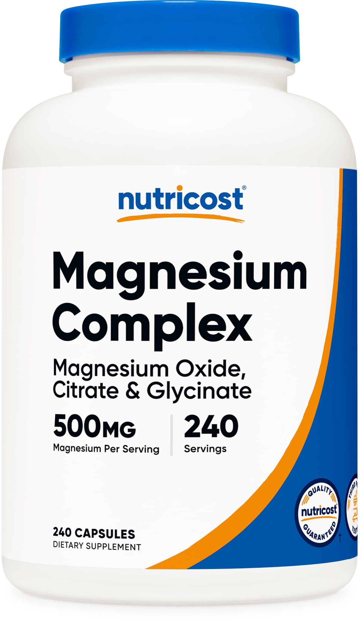 Nutricost Magnesium Complex 500mg, 240 Capsules - Magnesium Oxide, Citrate, and Glycinate - Gluten Free and Non-GMO