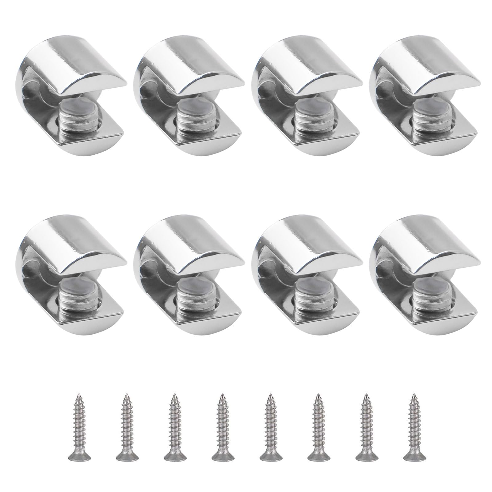 UFURMATE Wall Mounted Glass Shelf Clamp Brackets, Polished Chrome Zinc Alloy Supports Mounting Brace for 6-10mm Thick Glass