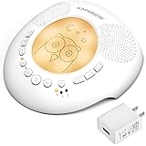 White Noise Machine with Night Light for Sleep, Portable Sound Machine for Baby Kids Adults, 18 Soothing Sounds, Auto-Off Timer, Rechargeable, UL Plug, for Sleep Therapy, Home Nursery, Office (Owl)