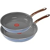 T-Fal Preserve Ceramic Nonstick Frying Pan 2-Pc Set, 8.5" & 11", Oven Broiler Safe up to 350°F Cookware, InoCeram Glide Technology, Frying Pan Skillet, Pots & Pans, Blue