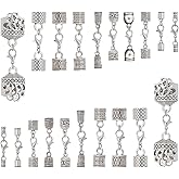 PH PandaHall 20 Sets 10 Styles Leather Cord End Caps Alloy Cord End Caps with Lobster Clasp End Tip with Loop Ring Connector for DIY Crafts Jewelry Making Findings Necklace Bracelet Anklet