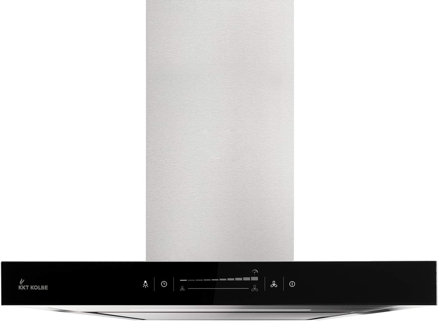 Premium-Dunstabzugshaube, Wandhaube (60cm, Edelstahl, schwarzes Glas, Extra-leise, WIFI, Energieklasse A++, 10 Stufen, LED-Beleuchtung, TouchSelect Sensortasten) FLAT6005ED - KKT KOLBE