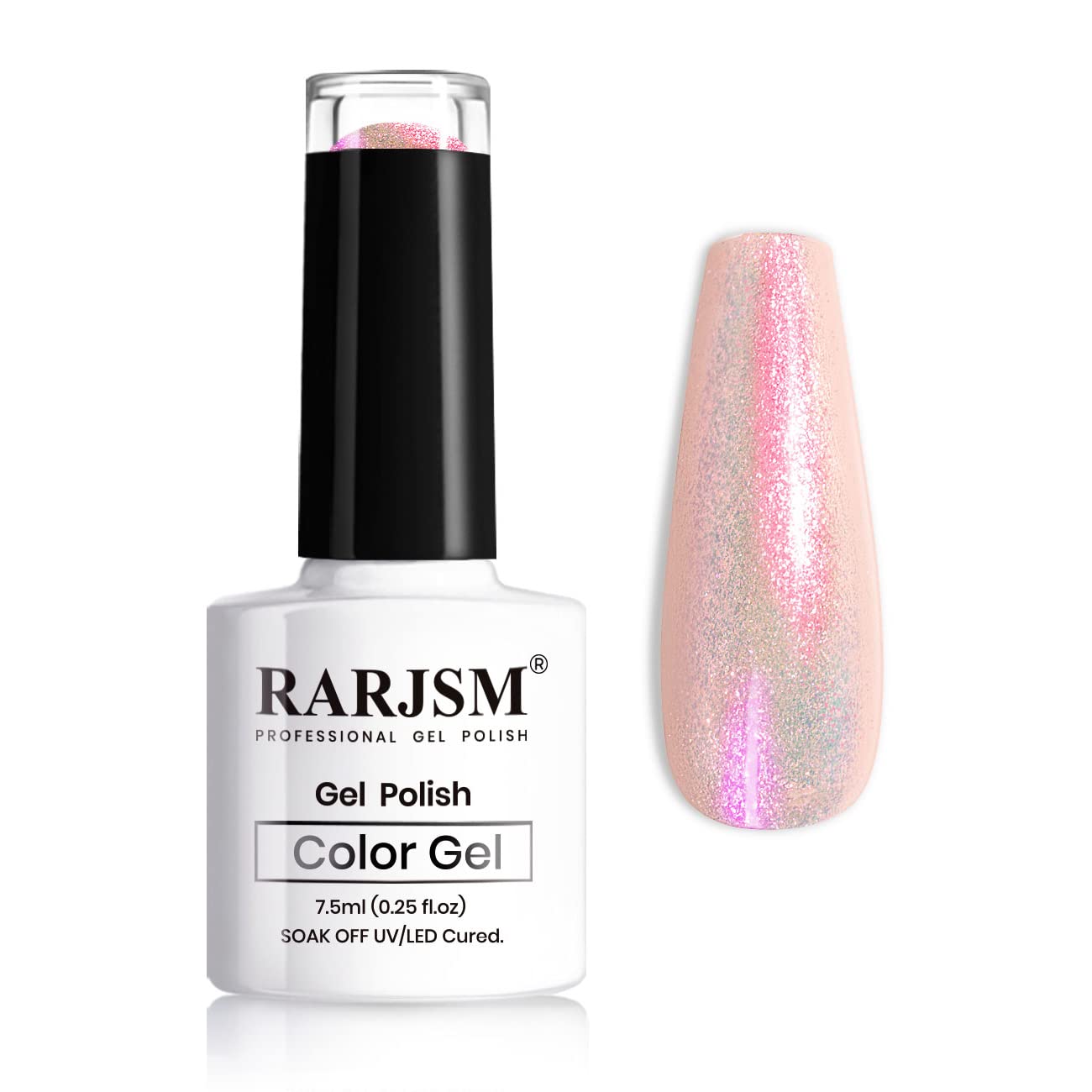 RARJSM Pink Glitter Gel Polish,Pearl Shell Glitter Gel Nail Polish,Reflective Sparkle Shiny Clear Pastel Need Cured With UV Led Nail Lamp 1 Piece 7.5ml Nail Art Manicure(DZ16)