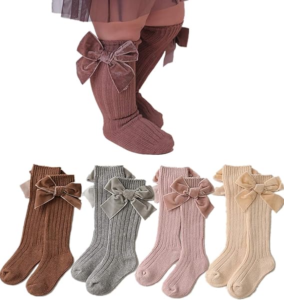 Baby Girls Knee High Socks Newborn Infant Toddlers Bow