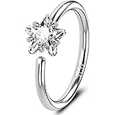 Jewseen 925 Sterling Silver Nose Ring Hoop 20G Dainty Star Nose Rings for Women 14K White Gold Plated Nose Piercing Jewelry Sterling Silver Nostril Piercing Jewelry Hoop