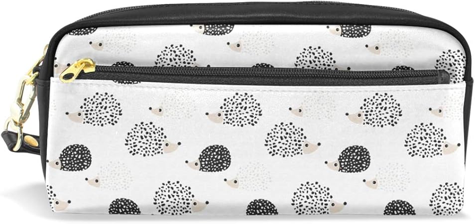 Amazon ペンケース ペンポーチ 高校生 おしゃれ かわいい 大容量 Pu 革 ハリネズミ 筆箱 化粧ポーチ 収納 小物入れ 中学生 小学生 女子 シンプル オフィス用 ペンケース 文房具 オフィス用品