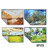 Smart Cloth - Dual-sided Microfiber Cleaning Cloth, Smart Phone Cleaning Cloth, For Cell Phones, Touch Screen, Glasses, Tablets, Cameras, Lens, etc. (Landscape Oil Painting, Pack of 4)