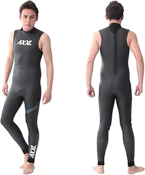 Amazon Axxl トライアスロン ウェットスーツ ロングジョン スキン 3mm バックジップ ストレッチ ラバー メンズ トライアスロンスーツ 全8サイズ 日本規格 Axxl ウェットスーツ