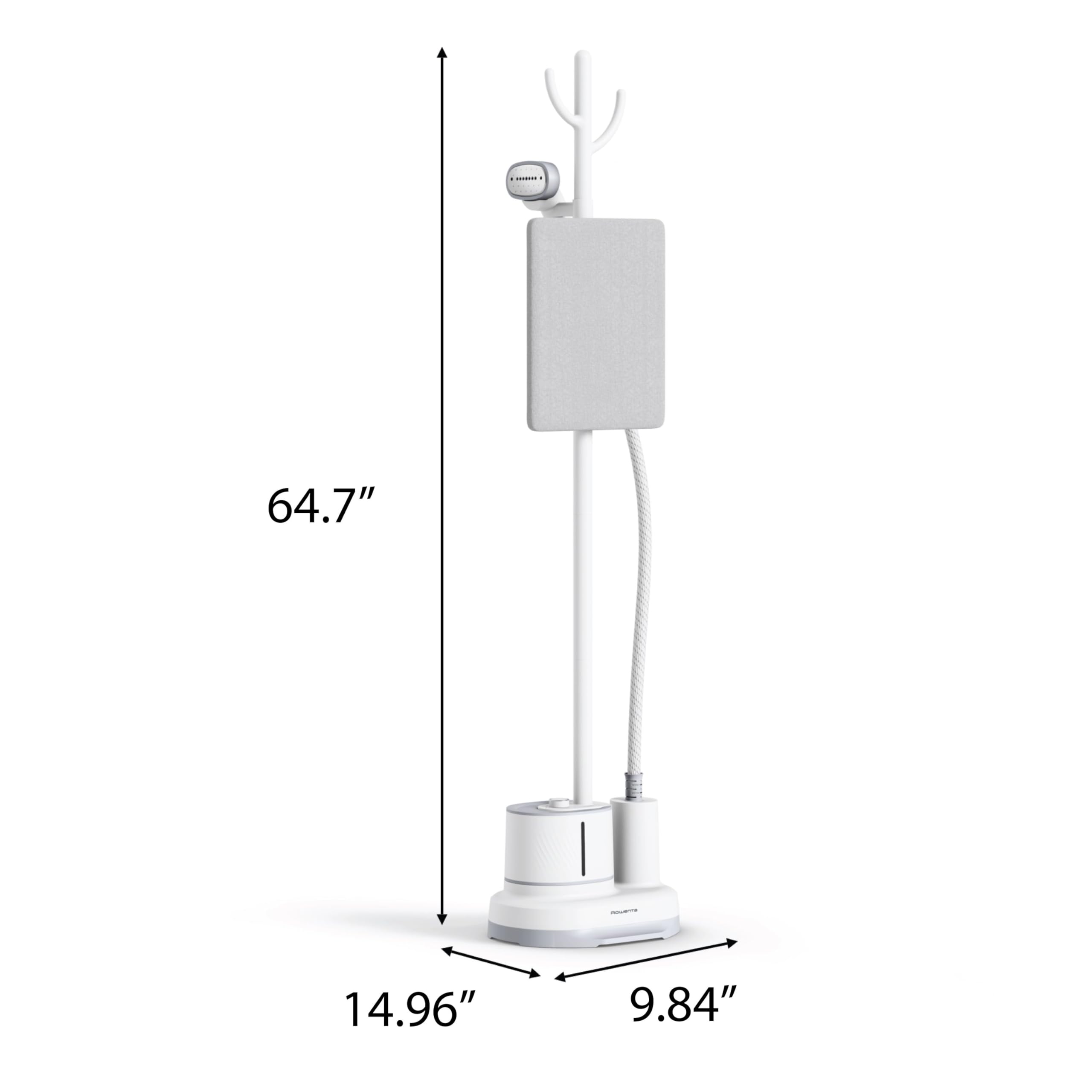Rowenta Steamer for Clothes with Ironing Board, Home Steam, Stainless Steel Full Size Steamer, 47.33oz Water tank, Hanger rack for Clothes, Compact, 1800 Watts, White IS3250