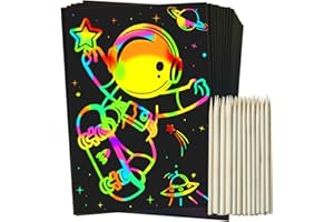 ZMLM Scratch Rainbow Art Paper Set - 100Pcs Magic Scratch Off Art Craft Supplies Kits for Kids Girls Boys Black Scratch Notes Sheet Doodle Pad for Fun DIY Toy Party Favors Christmas Birthday Gift