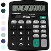 Office Desk Calculator - Dual Power Simple Financial Calculator with Big Button Large Display for Office, Home &amp; School (Black)