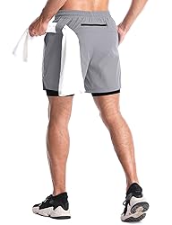 Aolesy Men’s 2 in 1 Running Shorts 5 Inch Workout