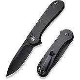 CIVIVI Elementum II Folding Pocket Knife, 2.96" Nitro-V Blade, Black G10 | German Steel, Ergonomic Grip, Smooth Ball Bearing Pivot, Deep Carry Clip, Small EDC Knife for Camping Hiking C18062P-1