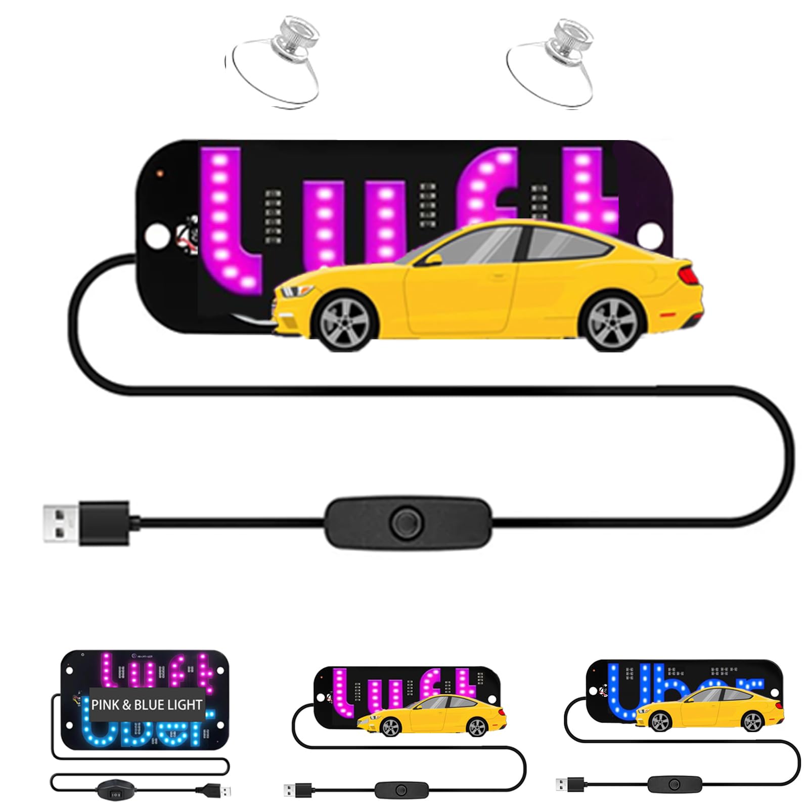 Pink LED Light Sign for Car, Taxi Sign Light